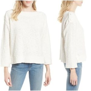 Caslon Button Shoulder Boat Neck Sweater